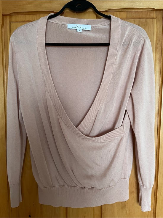Callahan Sweaters - M CALLAHAN Blush Pink Draped V-Neck Sweater REVOLVE